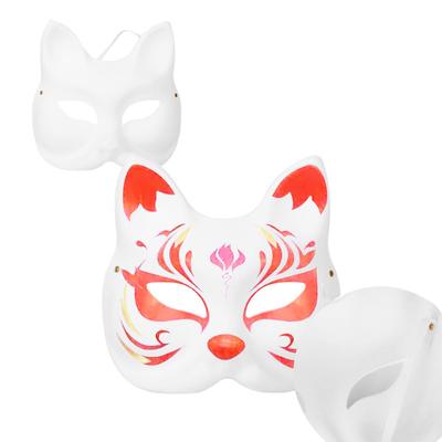 Máscaras DIY Vazias Feitas à Mão Mascaradas Máscaras de Rosto de Gato Adereços Pintáveis Festa Cosplay Fantasia Decoração de Festa Adereço de Artesanato
