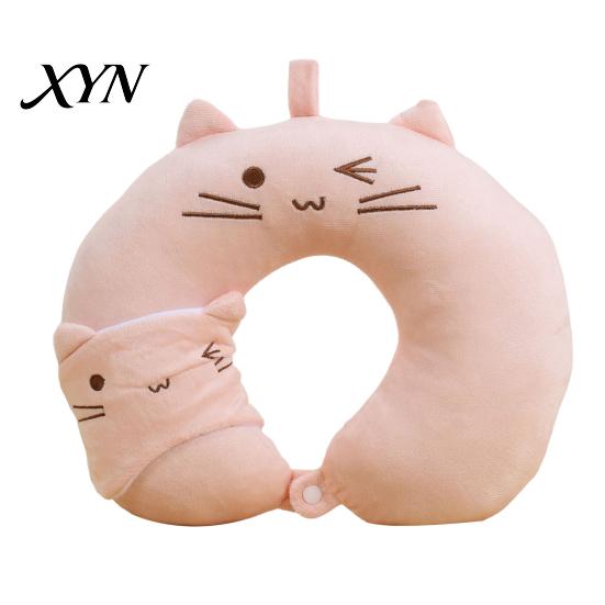 Travel Pillow with Eye Mask 1 Set U-Shaped Mask, Neck Support Pillow, Cute Animal Soft U-shaped Design, for Road Trip Flight Pain Relief