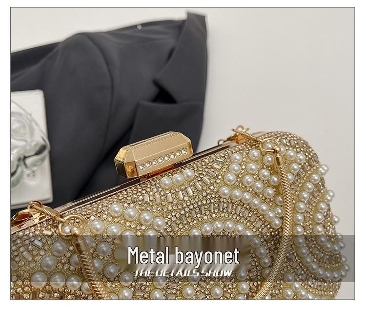 Elegant Socialite Beaded Rhinestone Evening Handbag 2026 - Women's Chain Shoulder Crossbody Bag