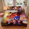 3pcs Dynamic Trio in Action Sonic Tails and Knuckles Printed Duvet Cover Set (1 * Cover+2 * Pillowcase, Without Core), Suitable for Home Bedroom,