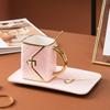 Tazza da 310 ml a forma di borsetta con cucchiaino in ceramica, elegante tazza da caffè