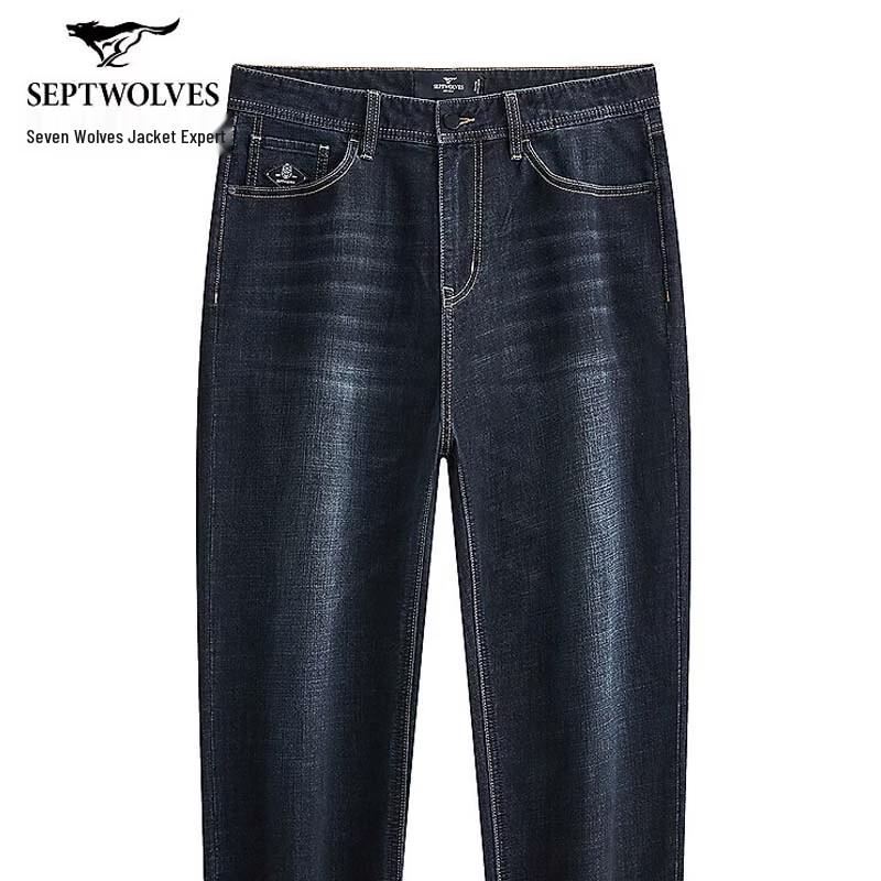 SEPTWOLVES Men s Cooling Effect Washed Straight-Leg Denim Jeans 28A