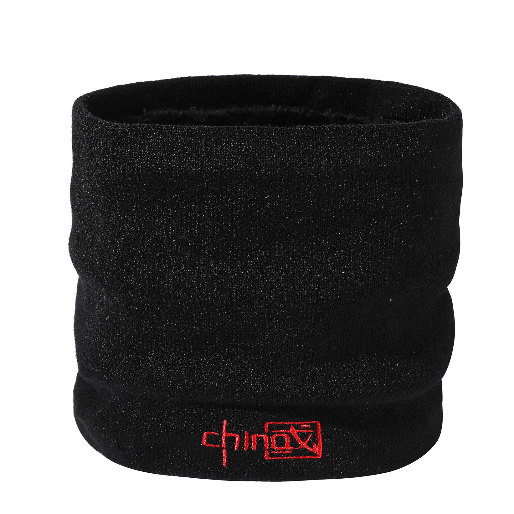 

Мужская мода, зимний теплый флисовый шейный платок с подкладкой, в китайском стиле, однотонный, вышитый, утеплитель для шеи, для езды на велосипеде чёрный