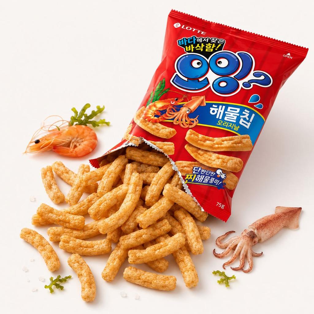 Lotte Squid & Shrimp Flavored Crisp Sticks 75g 6pack