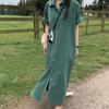 Shirtdress Women's Summer Simple Long Short Sleeve Dress Over The Knee