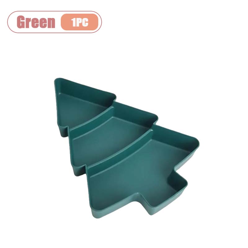 

1-10PCS Compartment Fruit Tray Christmas Tree Shaped Candy Dish Snack Plate Nut Bowl Decorative Serving Plate for Home Party
