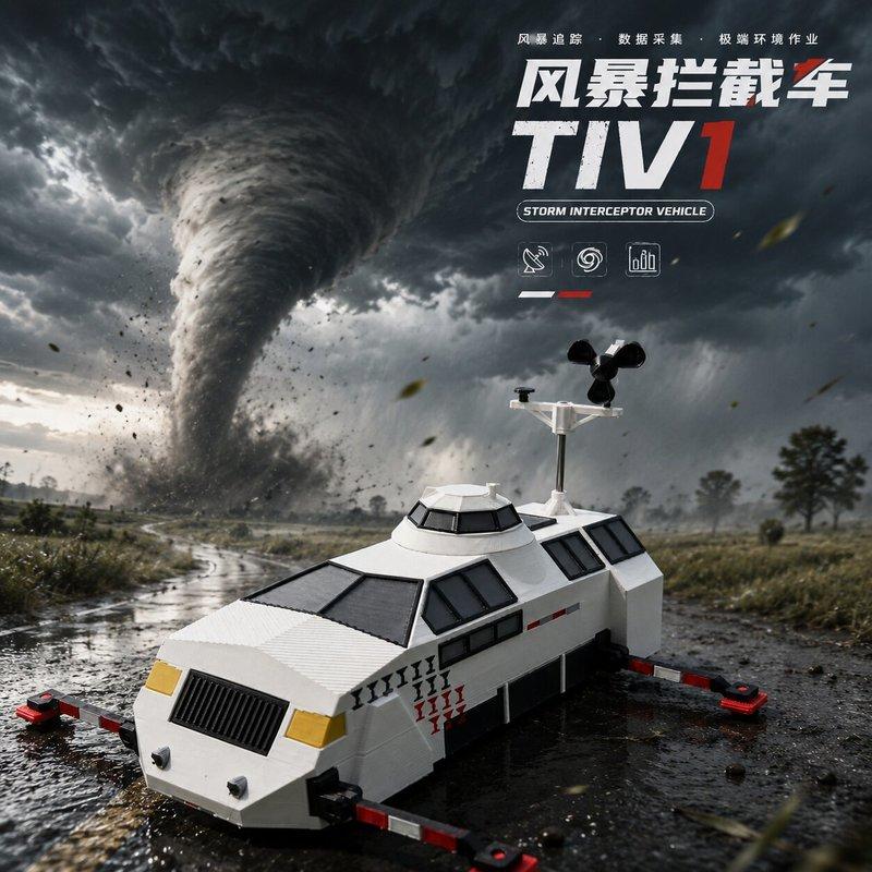 3d Printed Tiv1 Tornado Intercept Vehicle Model With Deployable Lift Chassis Articulated Toy Desktop Display Decor Gift