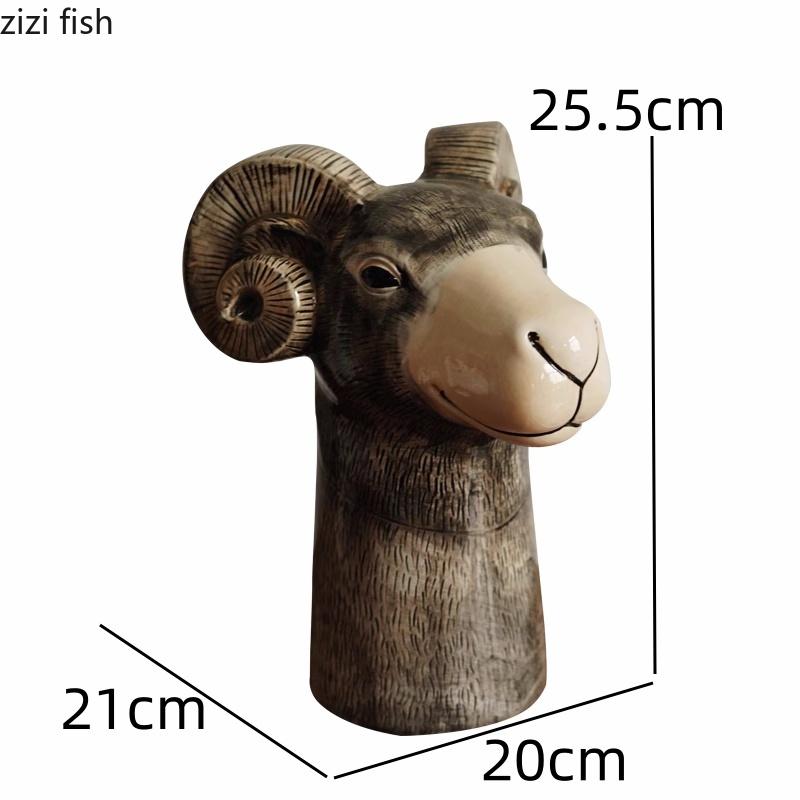 

Керамическая ваза в виде животного «Коза» Винтажная гидропонная ваза Цветочные кашпо Украшения Украшения Вазы для сухоцветов Цветочная композиция
