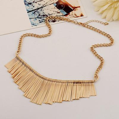 Funkelnde Bars Choker Metallic Halskette Lätzchen Klobiger Kragen Fransen Halskette Metall Quaste Punk Schmuck für Frauen