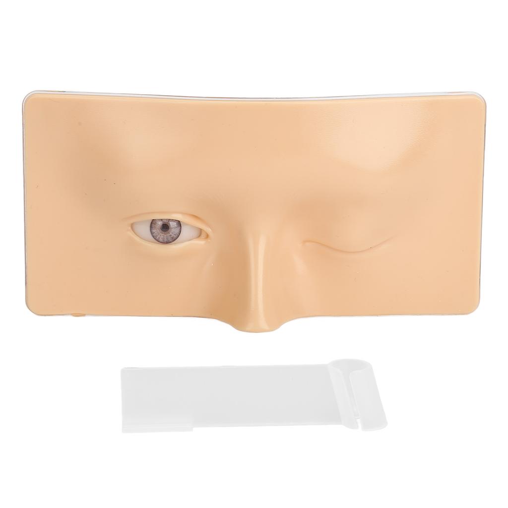 Eye Makeup Practice Board Open Close Eyes Reusable Silicone Mannequin Face Board with Bracket White