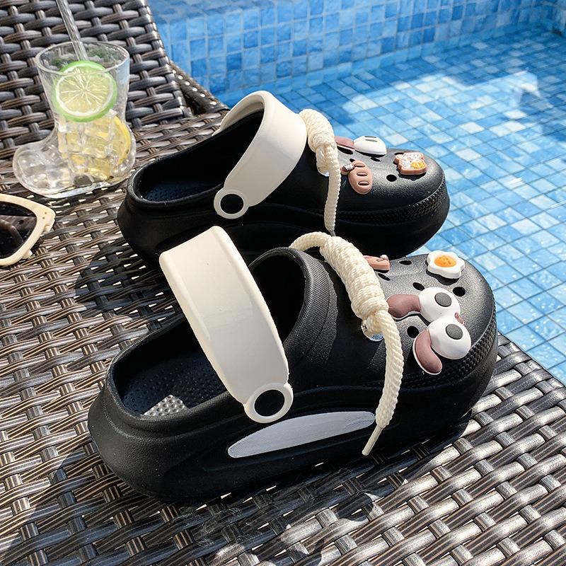 Cute bunny strap thick-soled hole shoes women's summer wet eva beach slippers fashion casual cool slippers