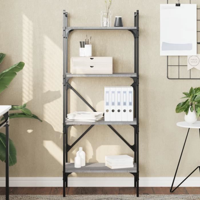 VidaXL Bibliothèque à 4 niveaux sonoma gris 56x31,5x138,5 cm 833341