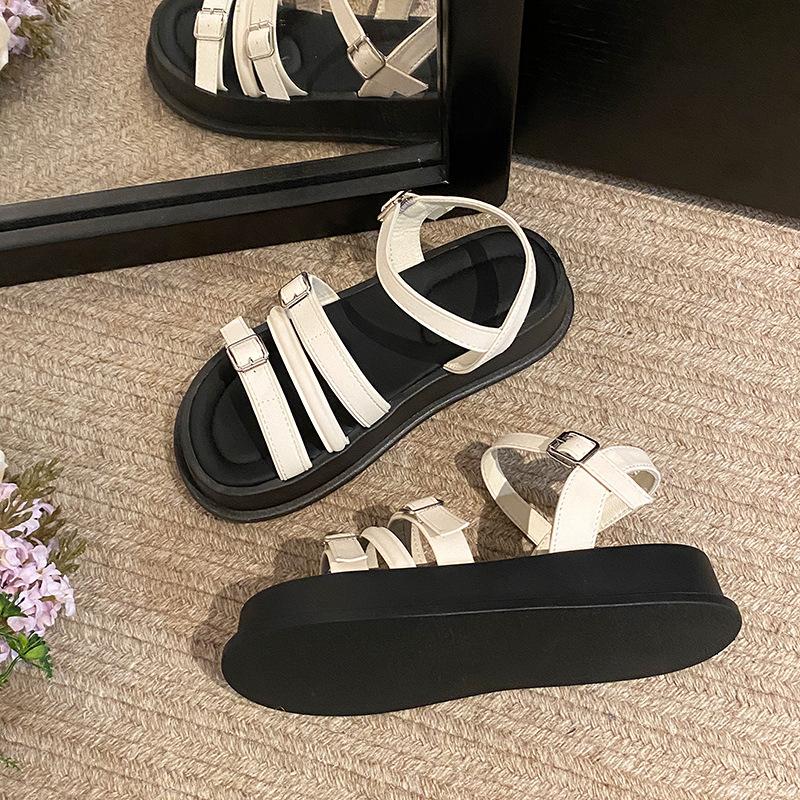 Sandals fairy fairy platform heightening beach shoes summer new wear one-word buckle sports sandals