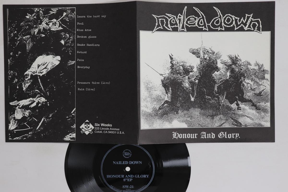 7-дюймовая пластинка ЗАБИТА гвоздями Honour And Glory SW21 SIX WEEKS 1997 US Rock Б/у