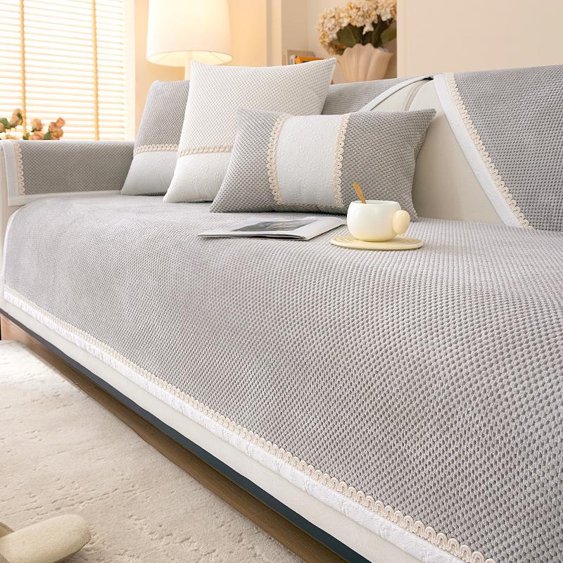 

Cream sofa cushions Chenille All-Season Non-Slip Sofa Cushion Cover Mat Solid Color Sofas Cover For Living Room Couch Cushion 70x70cm 1pcs