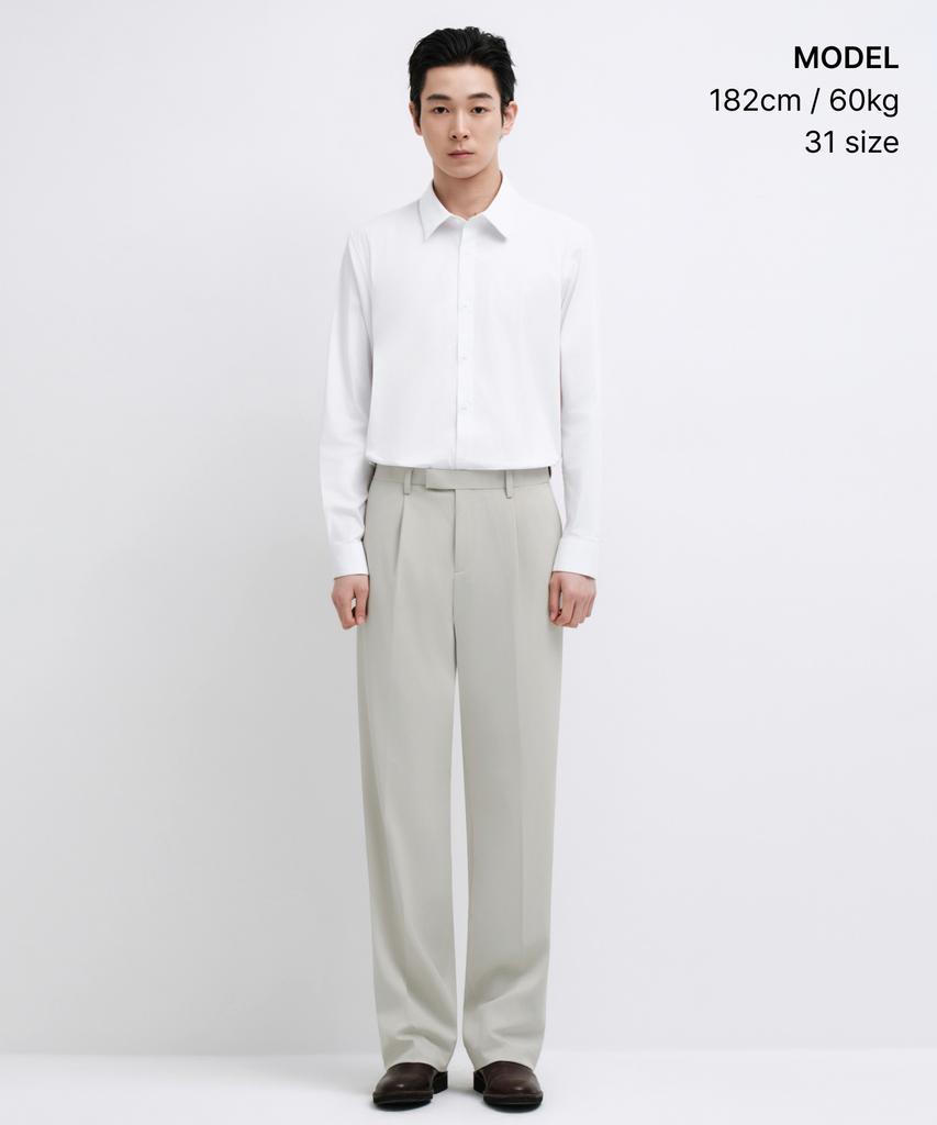 Musinsa Standard Wide Hidden Banding Slacks [Dusty Cream]