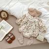 Autumn Baby Girl Stand Collar Long Sleeve Romper Infant Printed Bodysuit Crawling Clothes