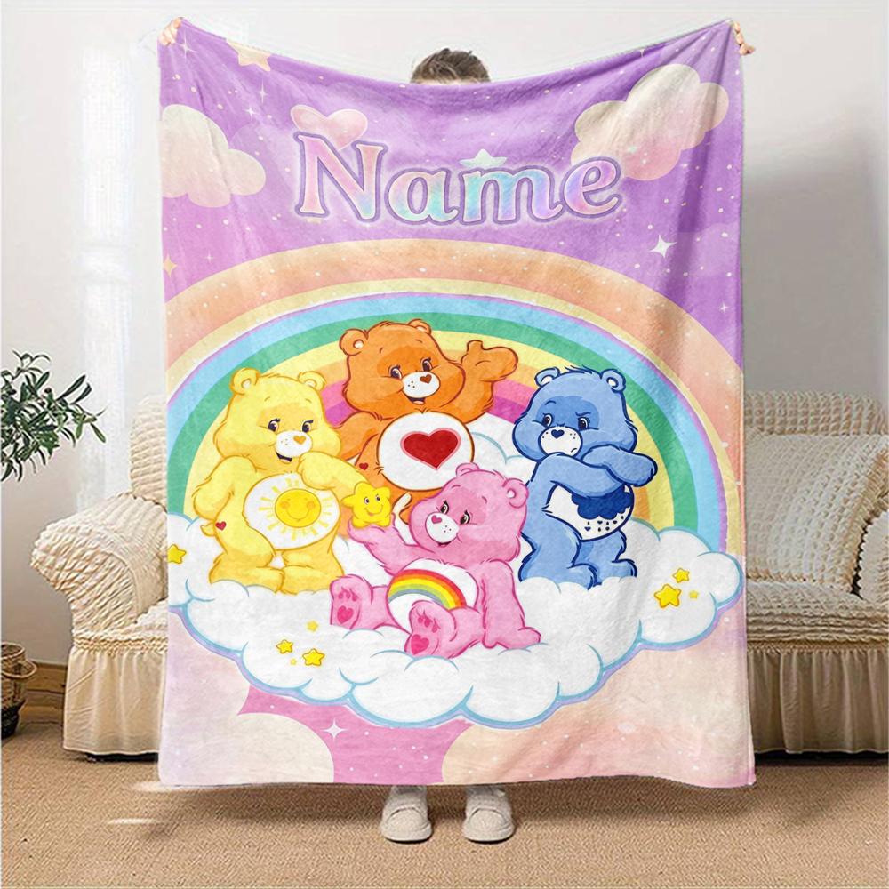 Custom Name Bear Theme Printed Blanket Perfect For Couch Bed Travel Outdoor Use Machine Washable Cozy Durable