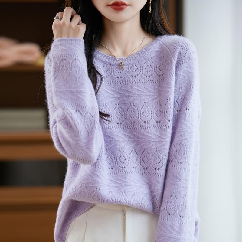 Women's cashmere sweater Qinghe cashmere 30% cashmere 70% wool autumn and winter pullover warm and fashionable