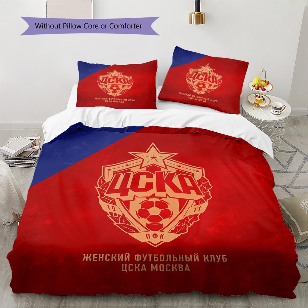 CSKA Moscow Football Club Pattern Bedding Quilt Set Home Decoration Gift (1 * duvet cover + 2 * pillowcase without core)