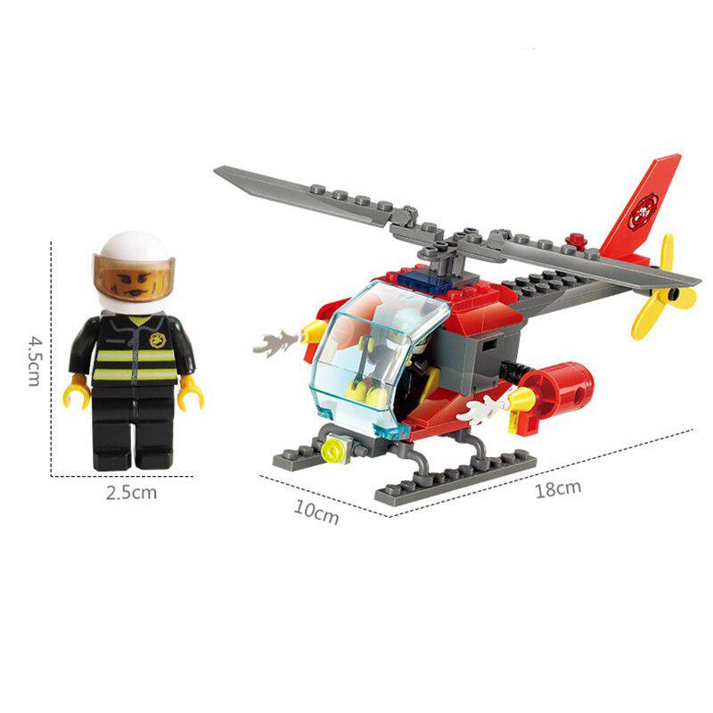 Fire Rescue Helicopter Aircraft Model Building Blocks Enlighten Construction Figure Toys For Childre