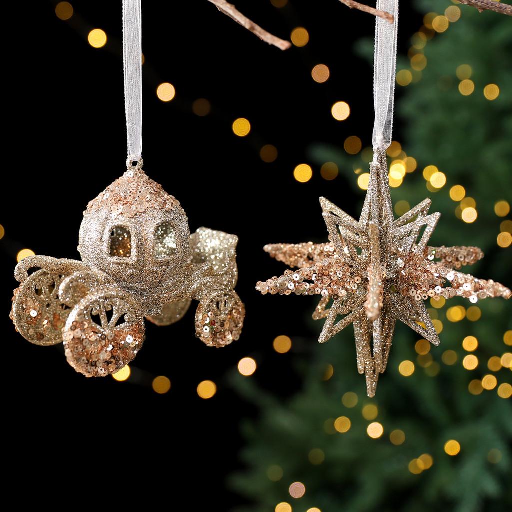 Christmas Scene Decor With Pc Snowflake And Reindeer Ornaments For Holiday Party