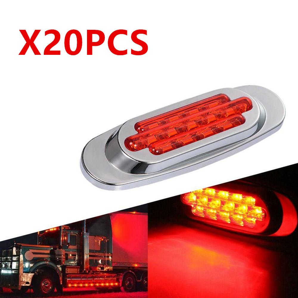 

20PCS Red Amber Car Light LED Marker Side Lights Truck Side Marker Lamp Trailer Lighting 16LED Car Indicator Clearance Lights червоний