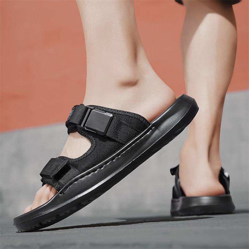 

Сандалии мужские летние повседневные пляжные туфли с открытым носком мужские уличные сандалии для отдыха на море в тайском стиле с мягкой нескользящей подошвой 39 чёрный