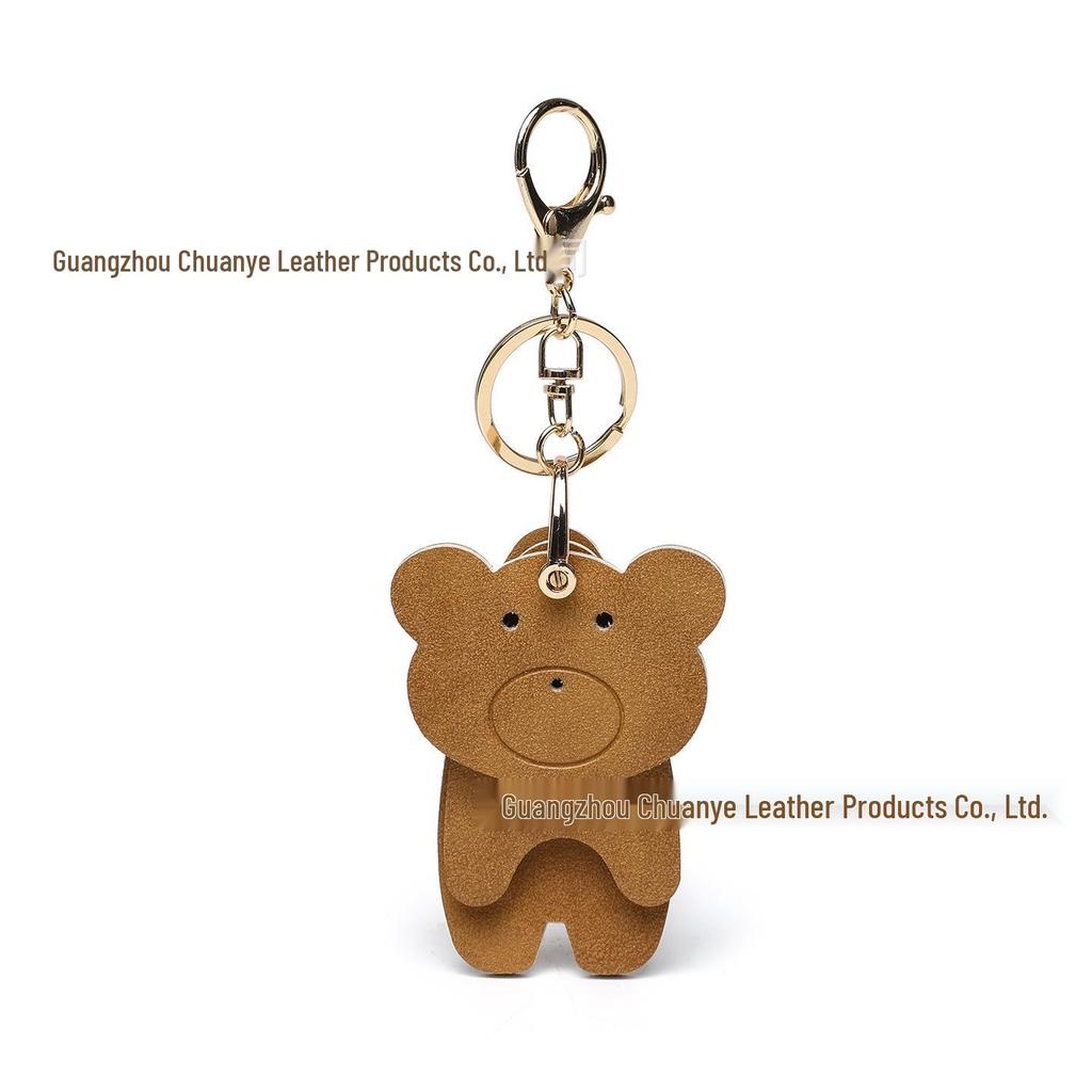 Adorável Chaveiro de Urso de Desenho Animado de Alto Valor Transfronteiriço - Lindo Pingente de Mochila de Couro PU de Alta Qualidade