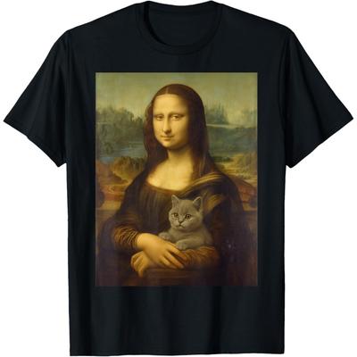 Mona Lisa With Kitty British Shorthair Kitten Da Vinci Art T-Shirt