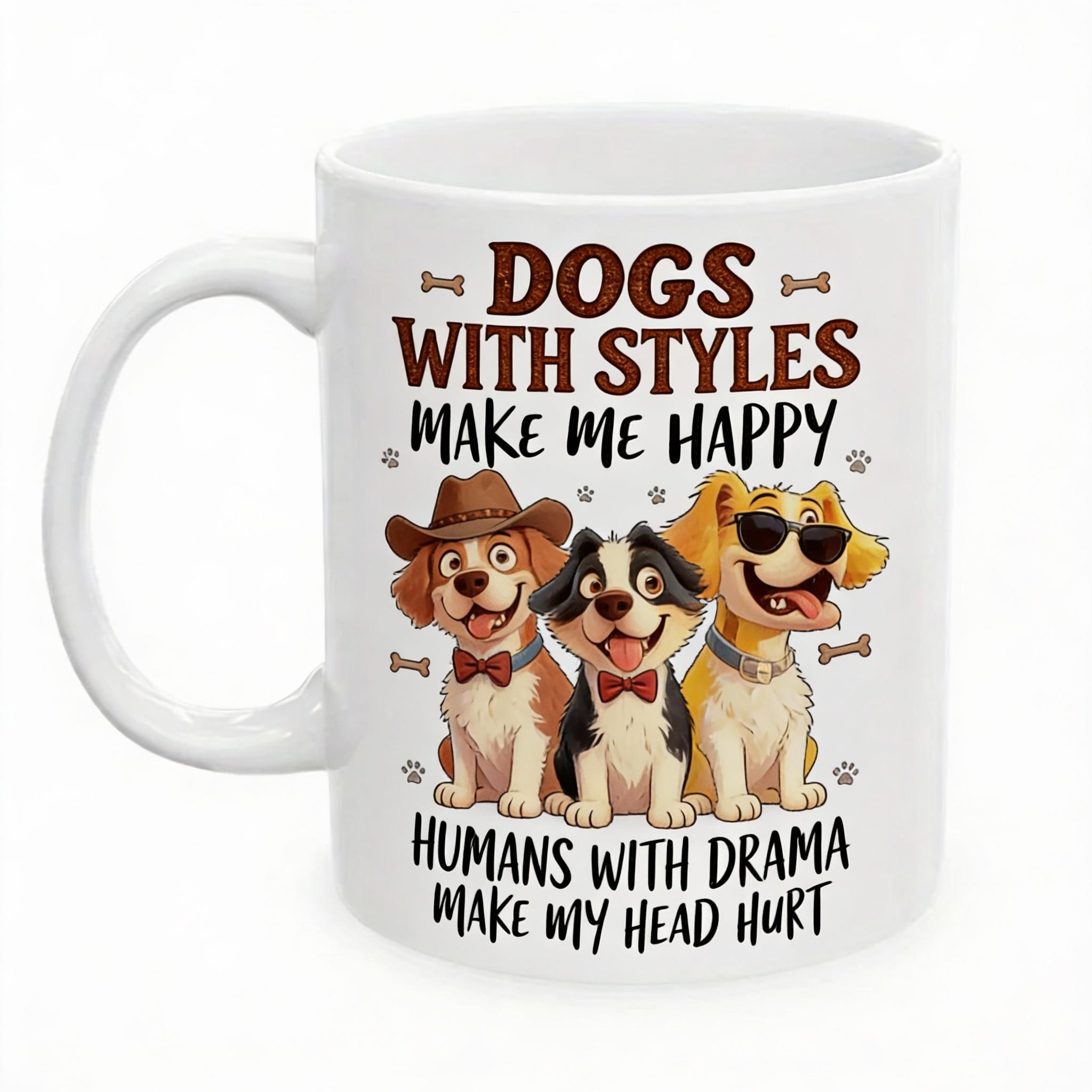 

Dogs Make Me Happy, Humans Make My Head Hurt Ceramic Mug - Funny Pet Design, Perfect Gift for Dog Lovers, Unique Novelty Present 320ml