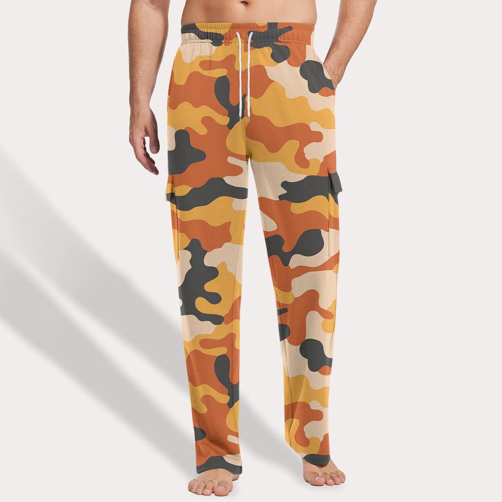Herren Locker Lässige Mehrfach-Taschen Arbeitshose, Jugendliche Stretch-Taille Kordelzug Hose