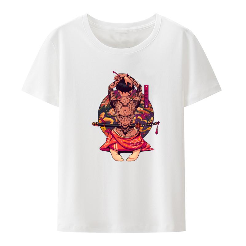 Kitsune Fury Portrait Comfortable Shirts And Blouses Ulzzang Breathable Unisex Clothes Streetwear Roupas Popular Leisure Tops