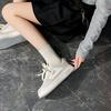 2024 New Women Leathe Flat Shoes Autumn Fashion Breathable Vulcanized White Sports Lace Up Thick Soled Casual Shoes for Women
