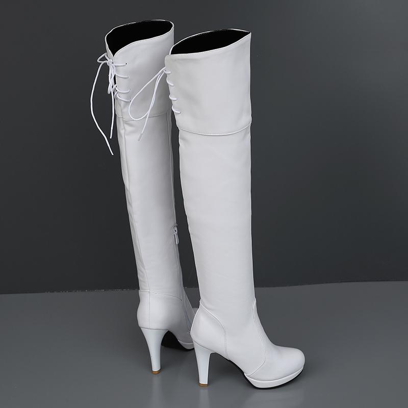 Women's high-heeled boots, sexy European and American style autumn and winter new waterproof table, fine-heeled large-size knee boots