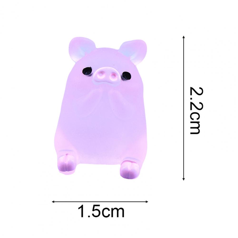 6pcs Pig Miniature Statue Luminous Glow Pig Kawaii Mini Portrait Mini Fairy Garden Landscape Car Home Decor Accessories
