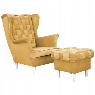 Carol Wing Chair with Footrest Scandinavian Yellow Honey