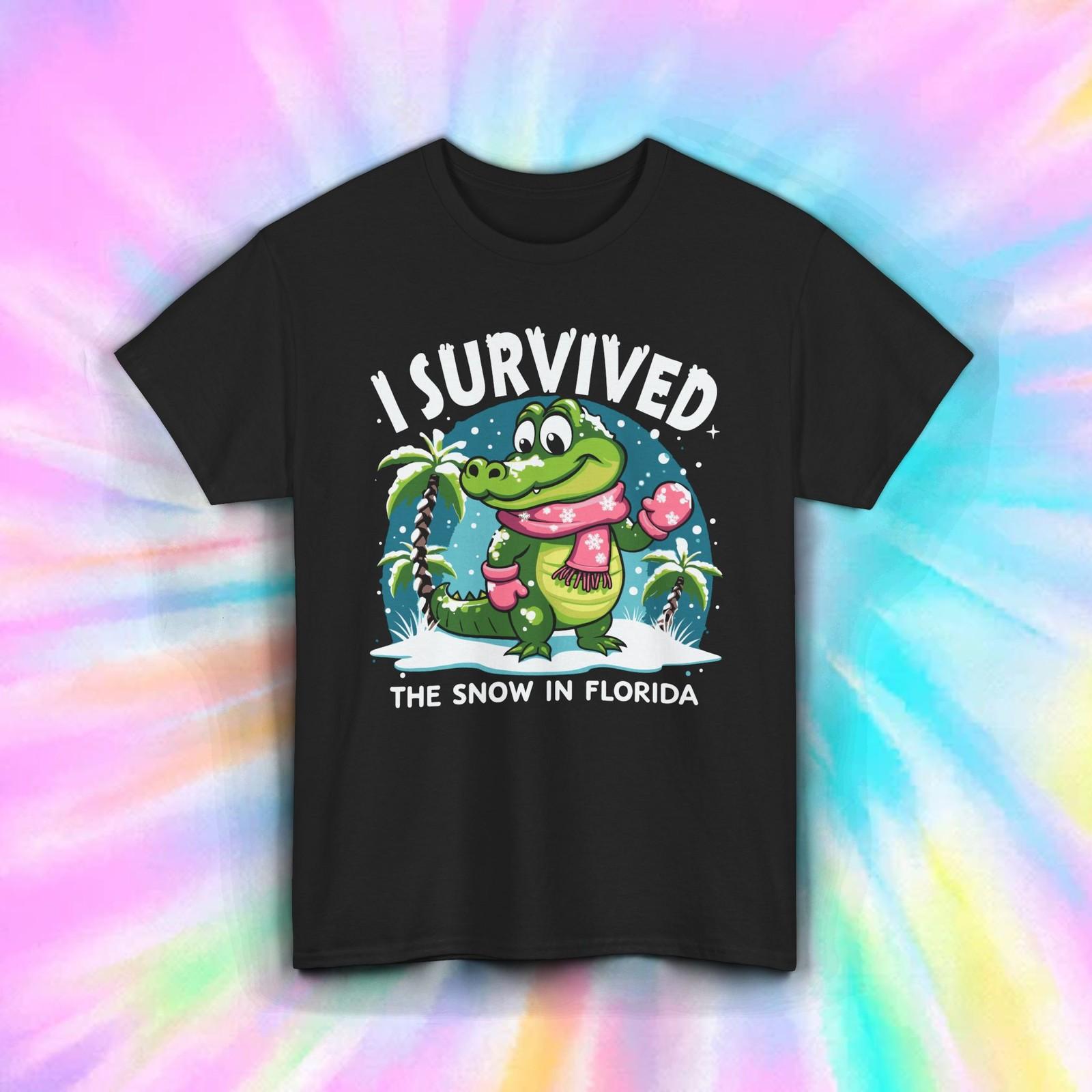 I Survived the Snow in Florida Shirt | Funny Gator Sunshine State Winter Tee XXXXL
