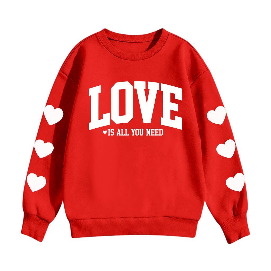 Felpa con cappuccio e stampa per bambini, girocollo casual, manica lunga