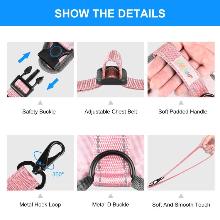 FunAdd Traktionsseil Reflektierend Atmungsaktiv Nylon Haustierweste Hundegeschirr, Größe: S