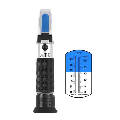 Slyfox 2-in-1 Refractometer for Sugar/Salinity Concentration, 0-32% Refractometer, 0-28% Salinity Concentration Meter, ATC Function, for Fruits/Vegeta