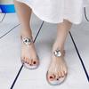 Jelly T-Strap Sandals Pvc Women'S Flat Transparent Casual Beach Transparent Sandals Transparent