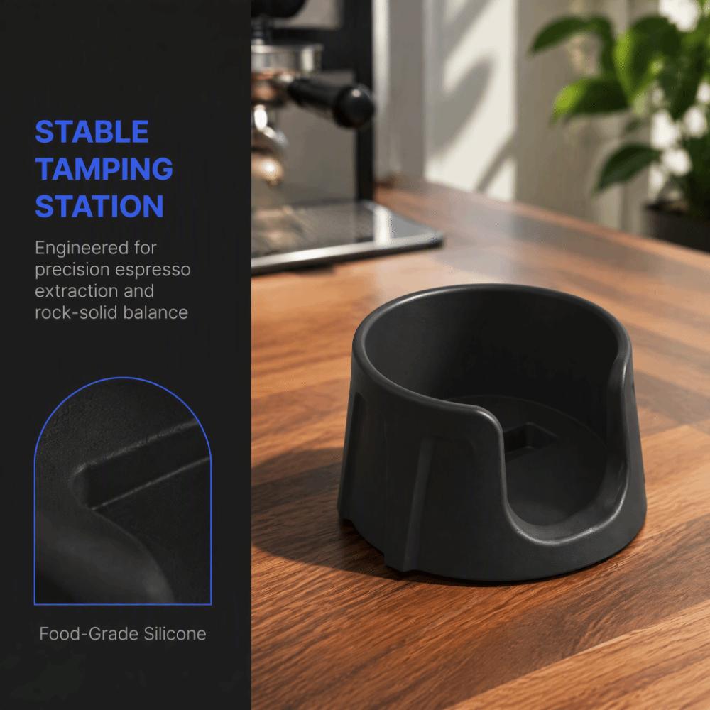 Black Espresso Tamping Station Anti Slip Portafilter Tamper Base for Ninja ES601 Coffee Bar Counter