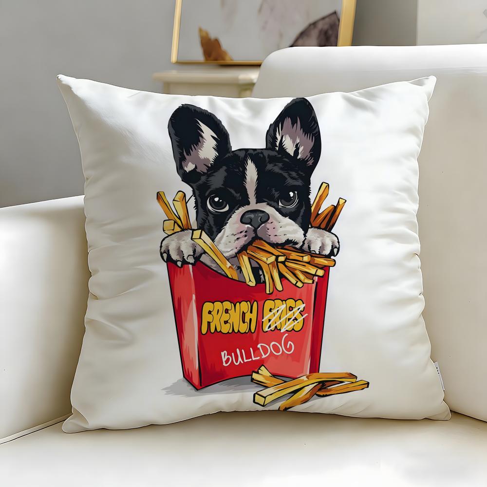 classic animal French Bulldog Cushion Cover Soft EasyWash Pillow Case Versatile for Couch Bed Travel and Office