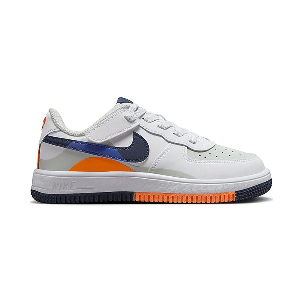 Nike Force 1 Low EasyOn LV8 2 PS Upside Down Kids Sneakers White Light-Silver Astronomy-Blue FN0410-002