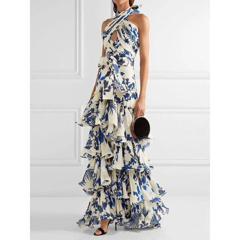 

Holiday Strap Dress Summer New Arrival Bohemia Holiday Strap Swing Dress Print Dress Picture Blue XL