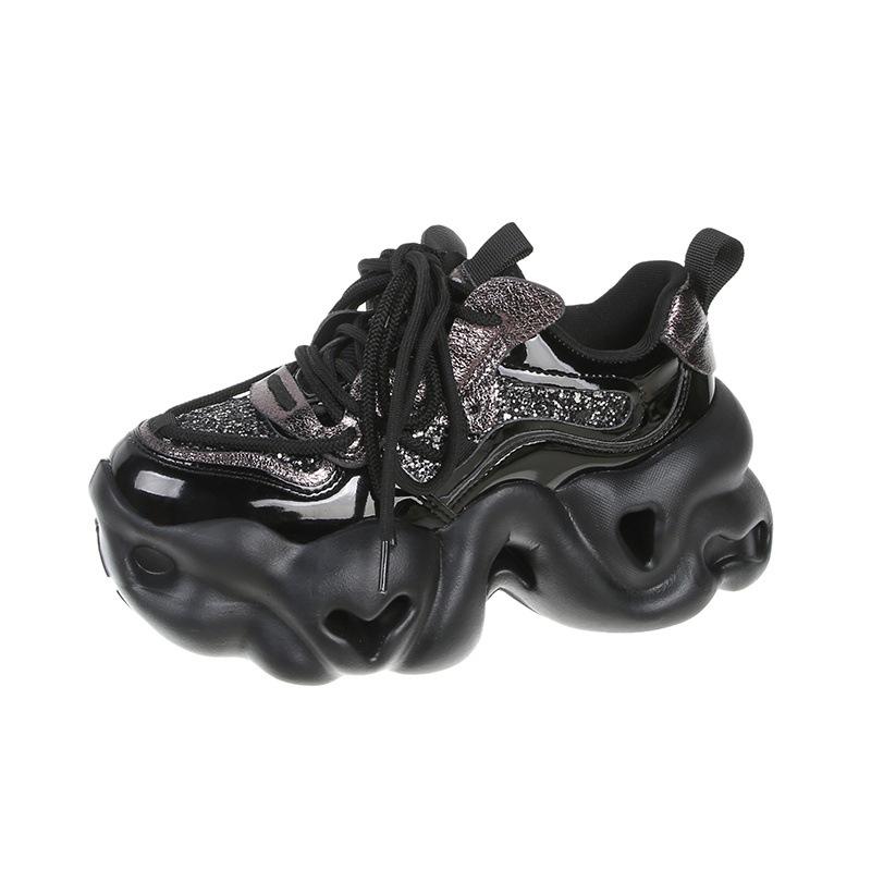 

Fashion platform dad shoes 2025 spring and autumn new versatile small people show small feet increase height muffin casual sports shoes 40 чорний