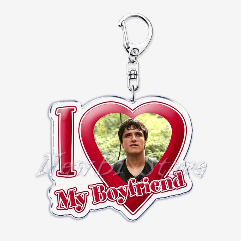Hunger Games Popular I Love My Boyfriend Josh Hutcherson Key Chain Keychains Movie Ring for Bag Pendant Keyring Jewelry Gifts