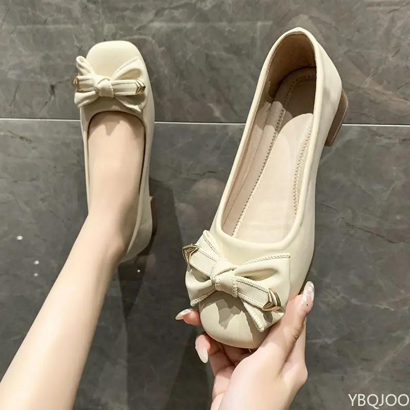 Women's Bow 2026 Soft soled Shoes Female shallow mouth Flats Summer slope heel super soft lazy shoes Low cut comfort ladies flat