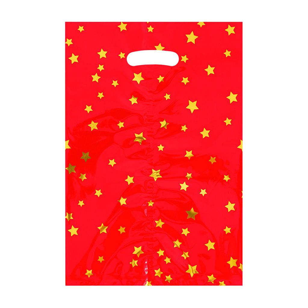 Party Favor Bags with Star Pattern Aluminum Foil Material Durable Handle Cutout for Gift Packaging and Event Use Multipurpose